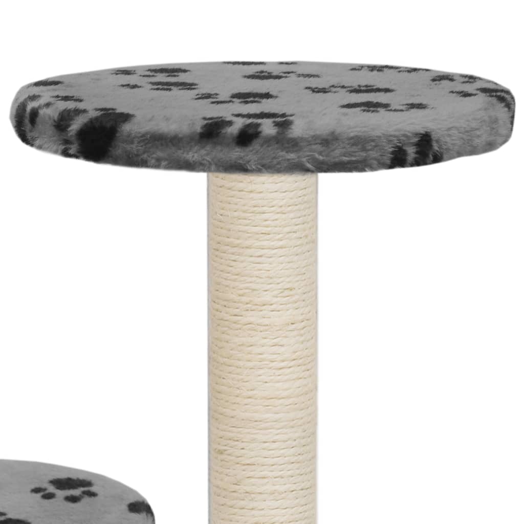 Cat Tree with Sisal Scratching Posts 60 cm Grey Paw Prints
