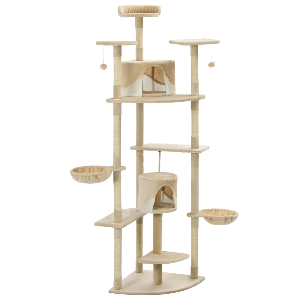 Cat Tree with Sisal Scratching Posts 203 cm Beige and White