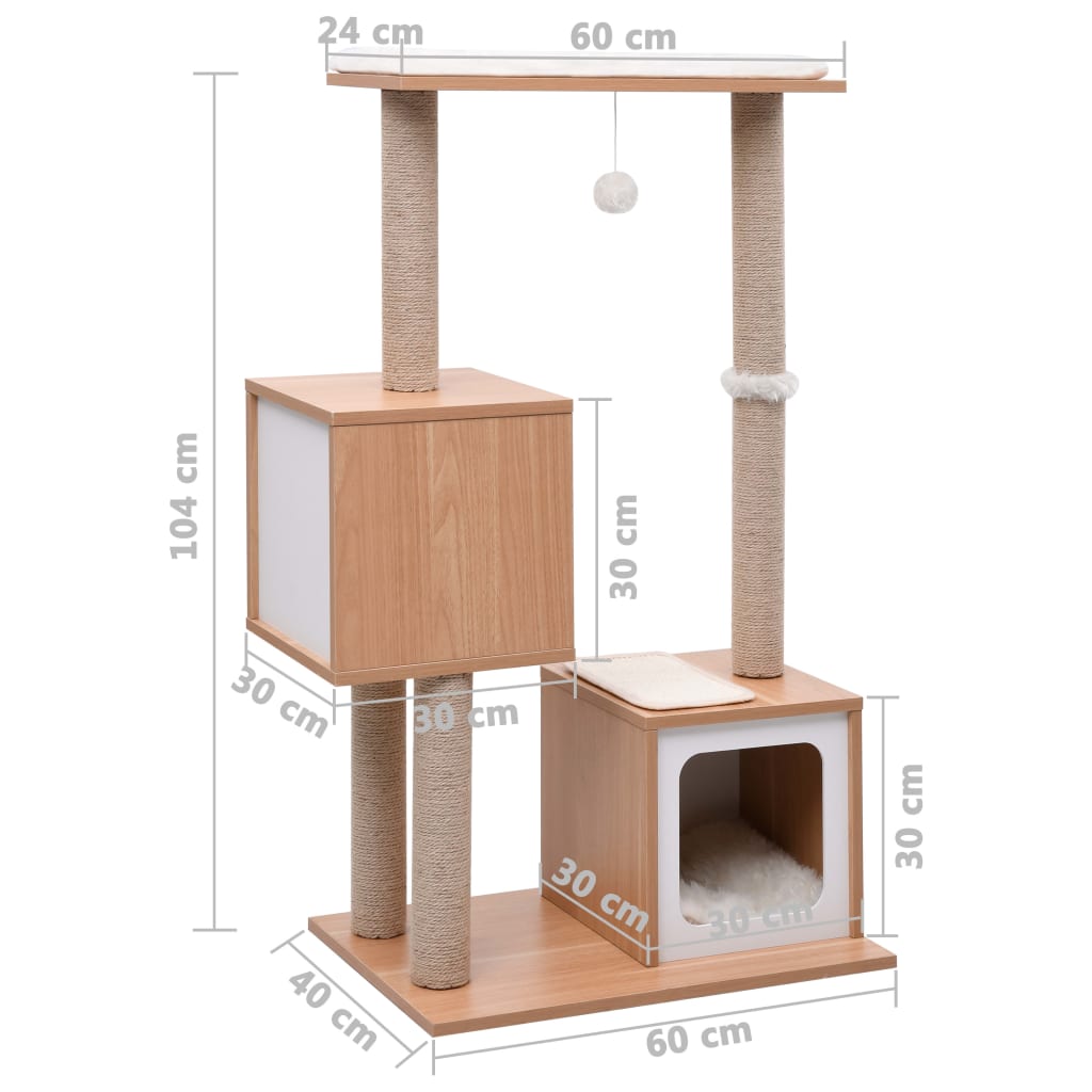 Cat Tree with Sisal Scratching Mat 104 cm