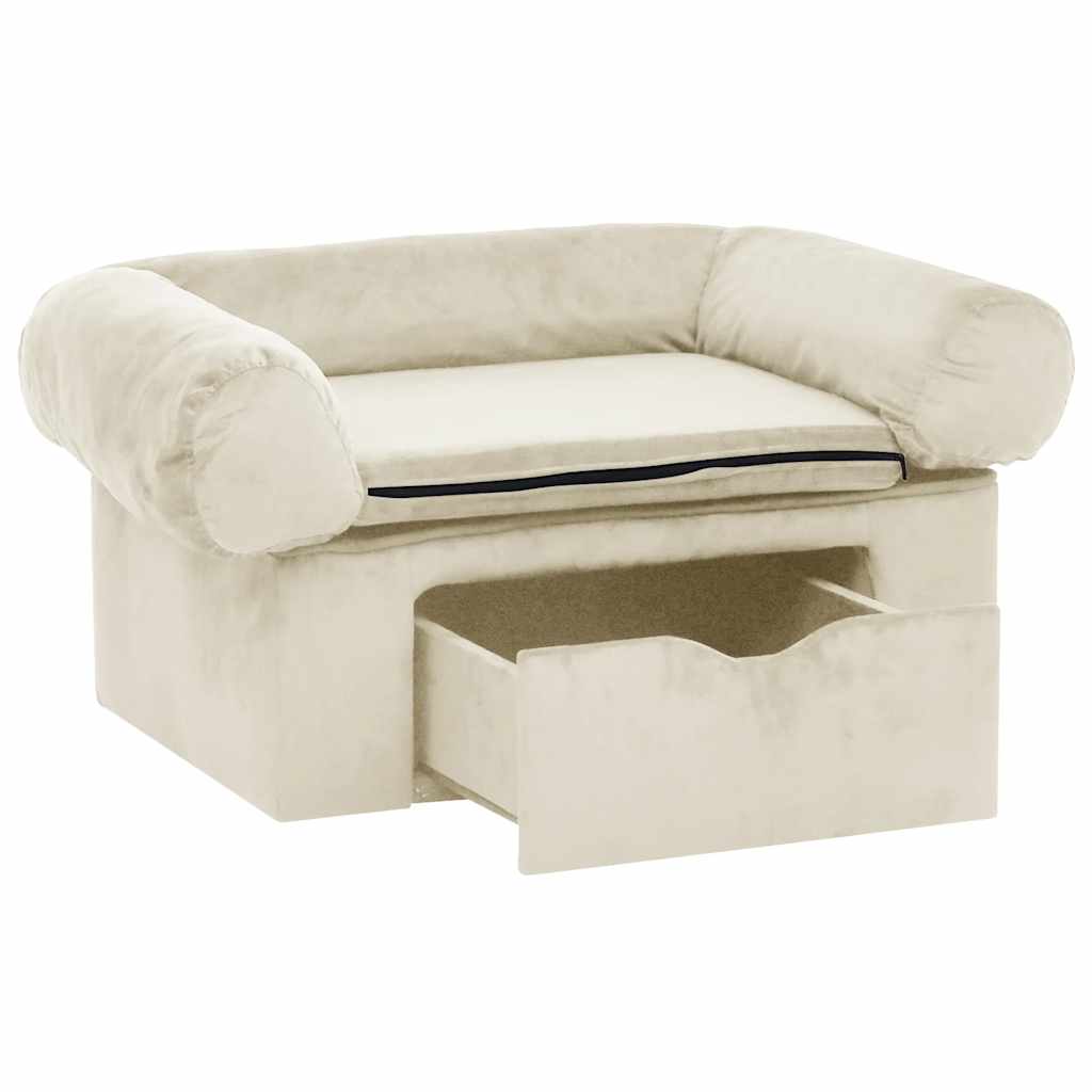 Dog Sofa with Drawer Cream 75x50x38 cm Plush