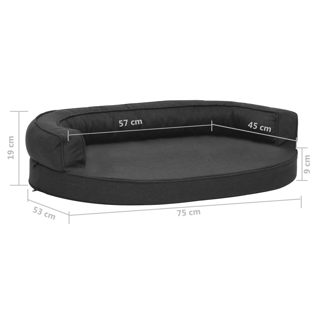 Ergonomic Dog Bed Mattress 75x53 cm Linen Look Black