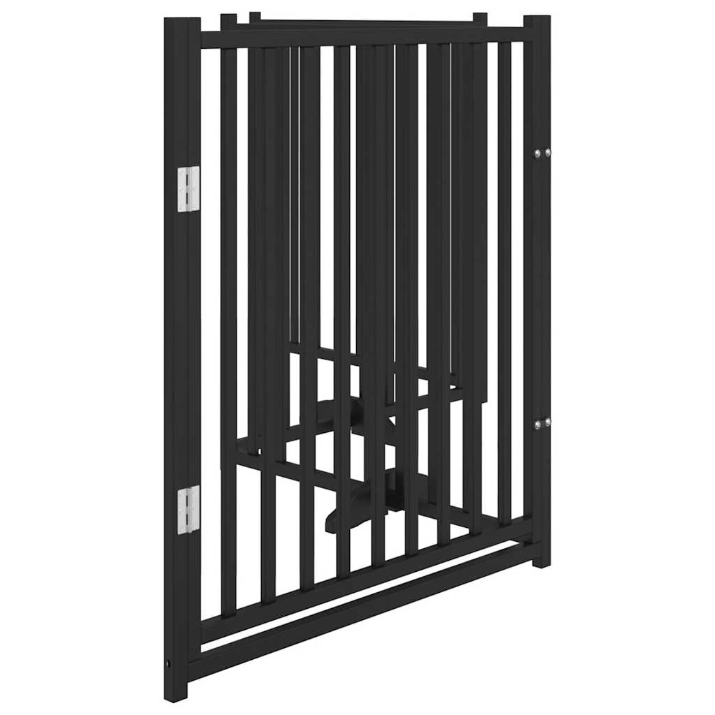 Dog Gate with Door Foldable 4 Panels Black 320 cm Solid Wood Fir