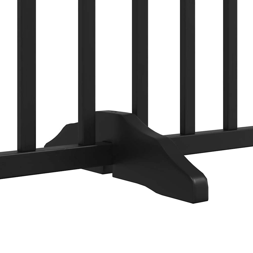 Dog Gate with Door Foldable 4 Panels Black 320 cm Solid Wood Fir