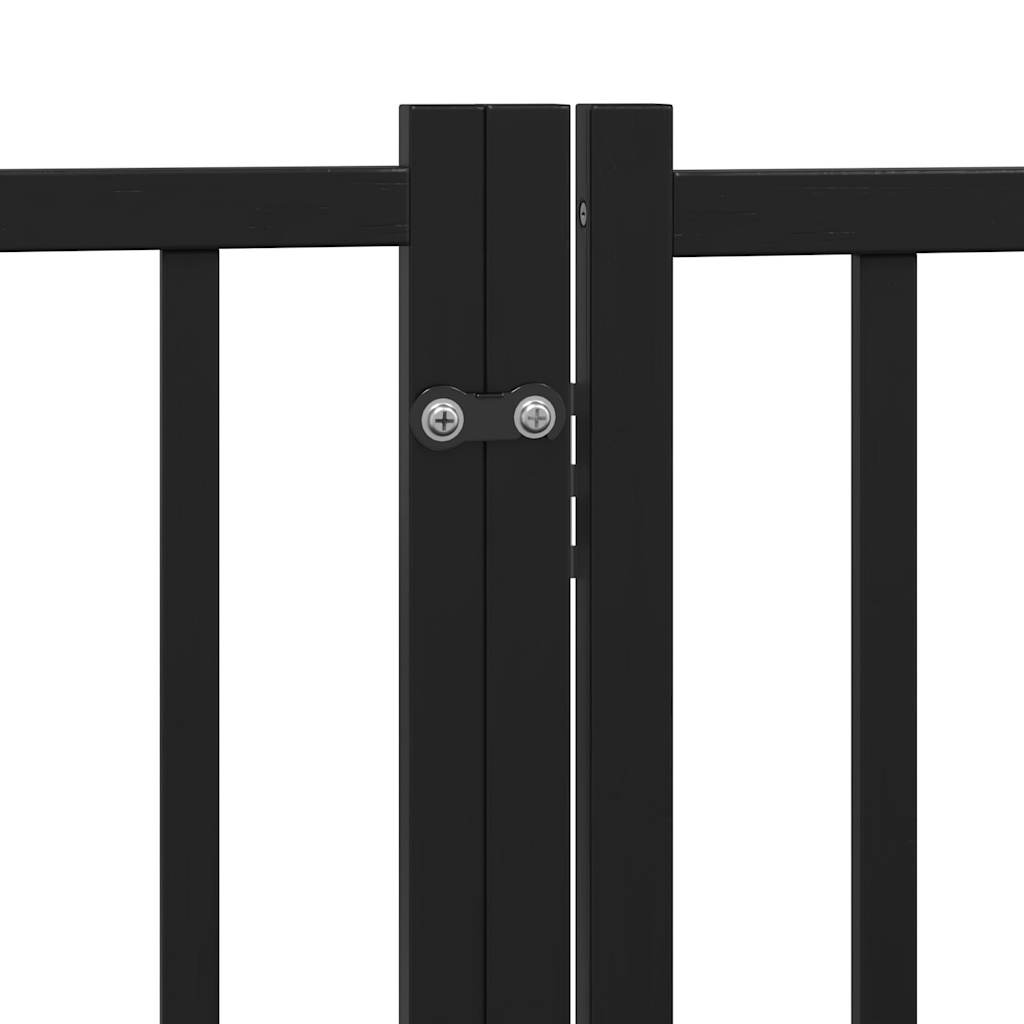 Dog Gate with Door Foldable 4 Panels Black 320 cm Solid Wood Fir