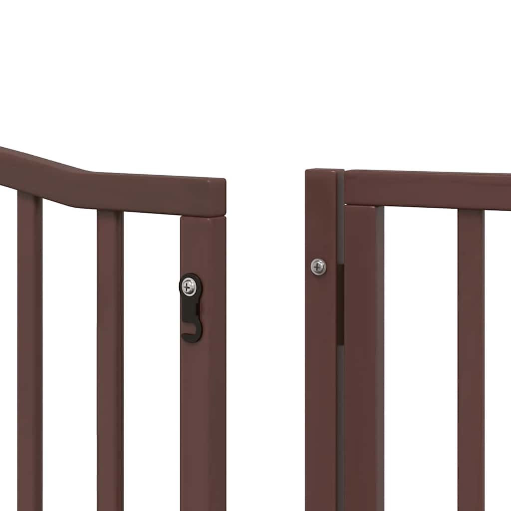 Dog Gate with Door Foldable 10 Panels Brown 800 cm Poplar Wood