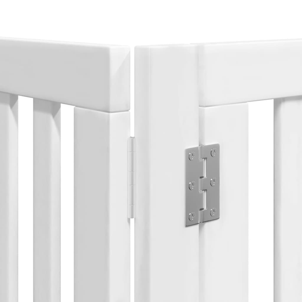 Dog Gate with Door Foldable 6 Panels White 480 cm Poplar Wood