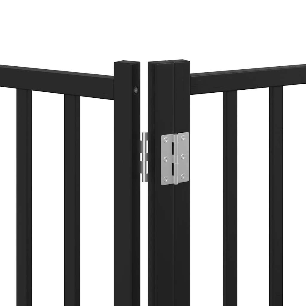 Dog Gate with Door Foldable 6 Panels Black 480 cm Poplar Wood