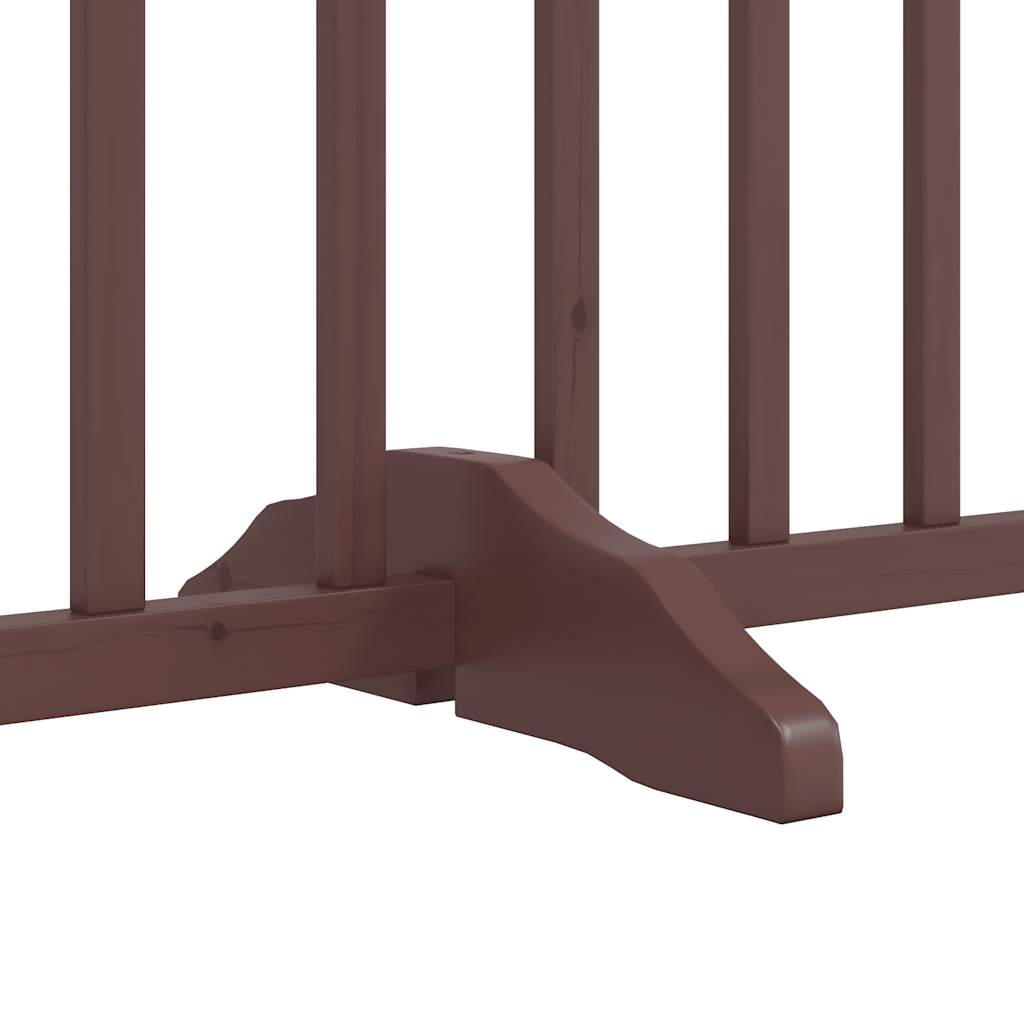Dog Gate with Door Foldable 8 Panels Brown 640 cm Poplar Wood