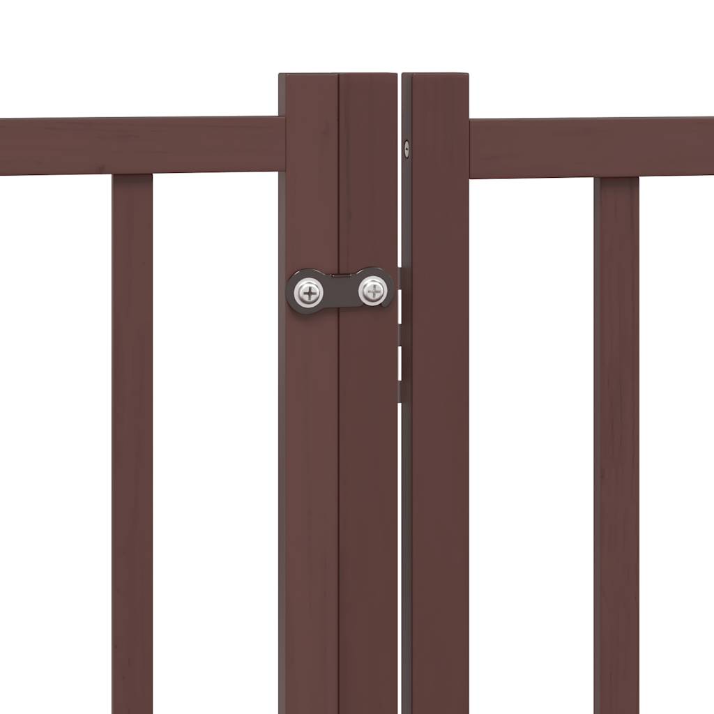 Dog Gate with Door Foldable 8 Panels Brown 640 cm Poplar Wood