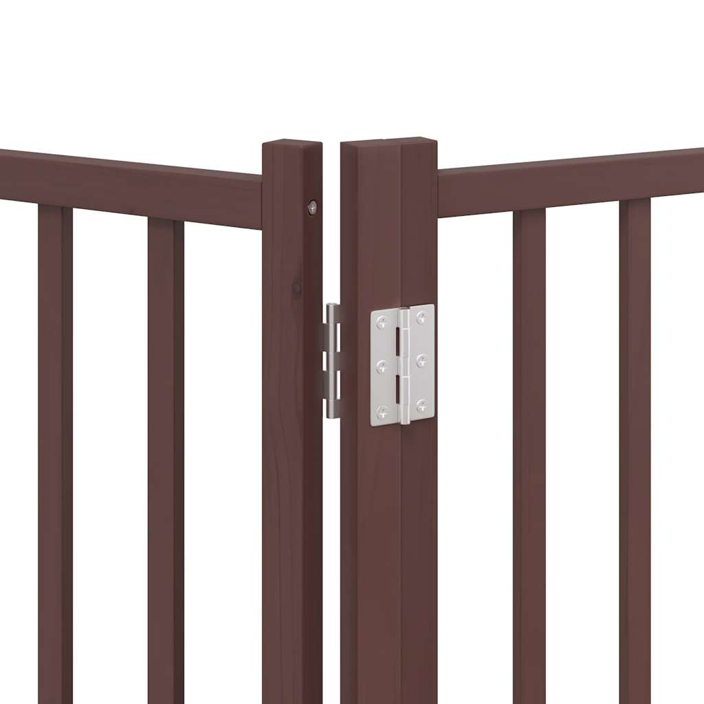 Dog Gate with Door Foldable 10 Panels Brown 800 cm Poplar Wood