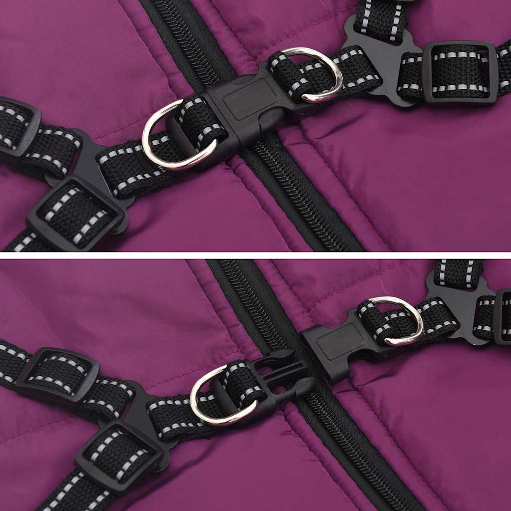 Dog Coat with Harness Waterproof Reflective Purple 4XL