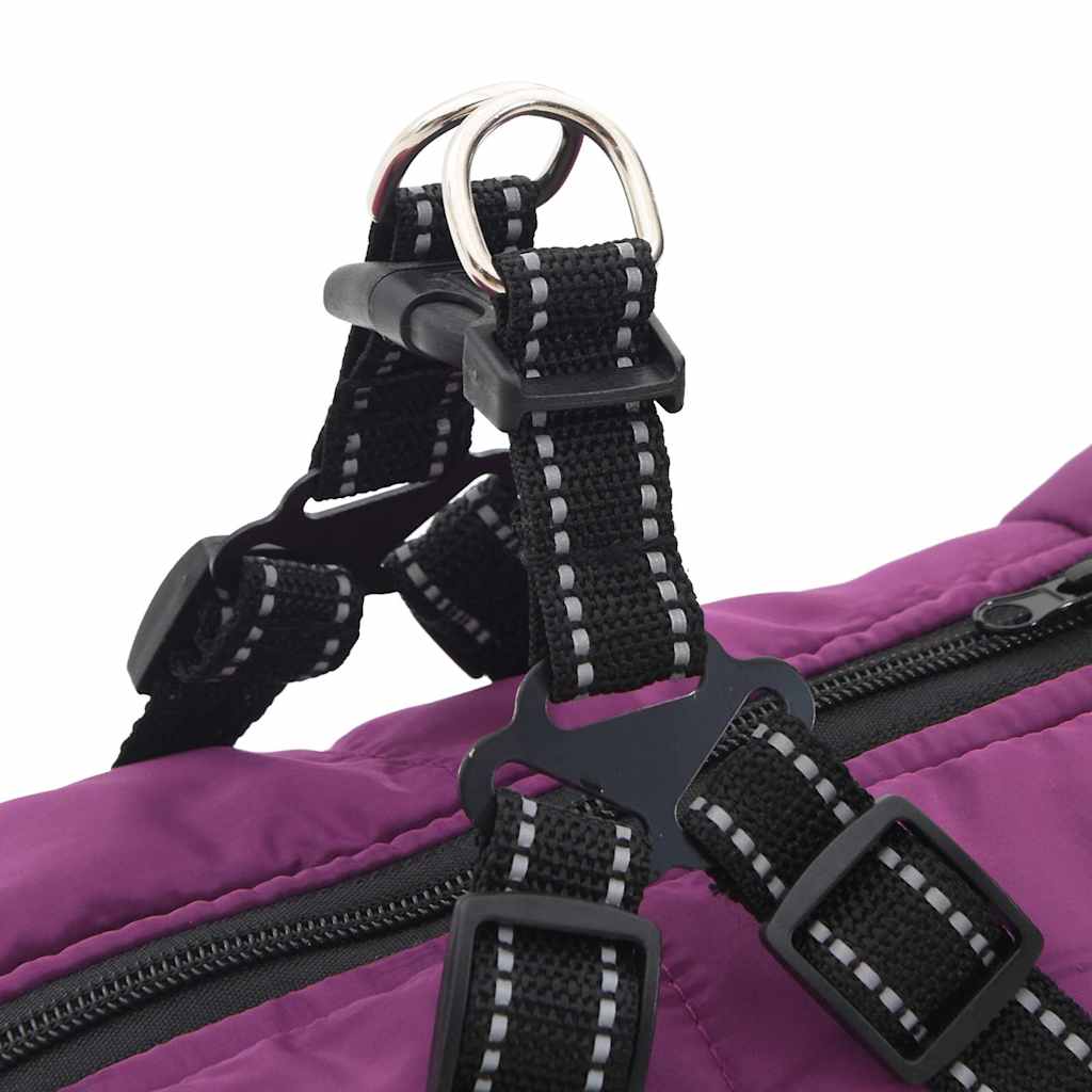 Dog Coat with Harness Waterproof Reflective Purple 4XL