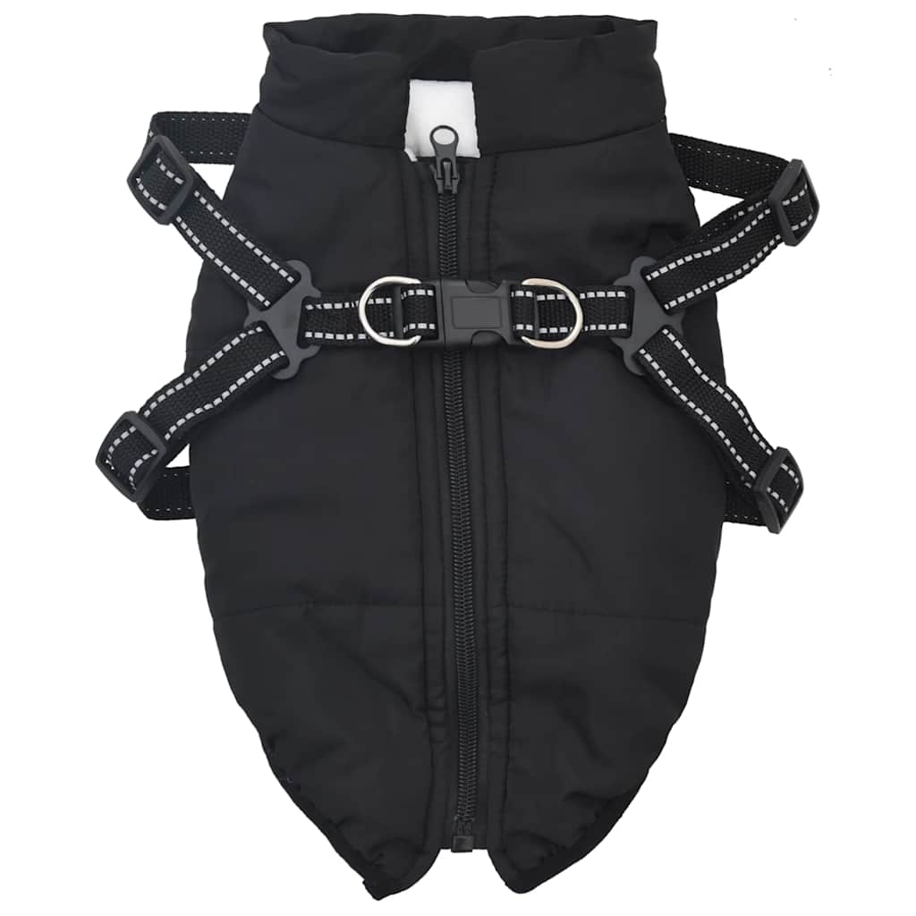 Dog Coat with Harness Waterproof Reflective Black M