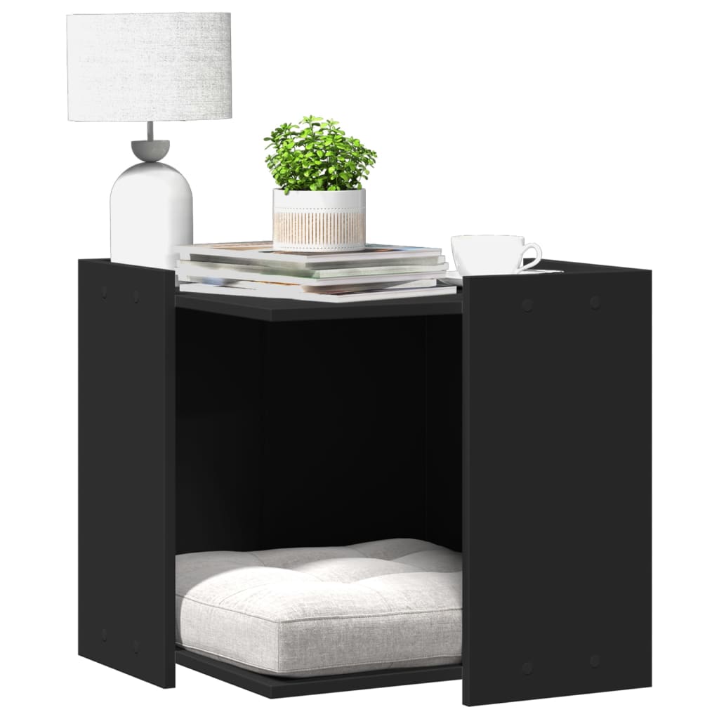 Cat Litter Box Enclosure Black 53x53x51 cm Engineered Wood