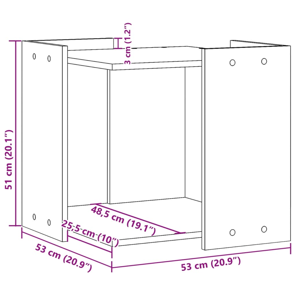 Cat Litter Box Enclosure Grey Sonoma 53x53x51 cm Engineered Wood