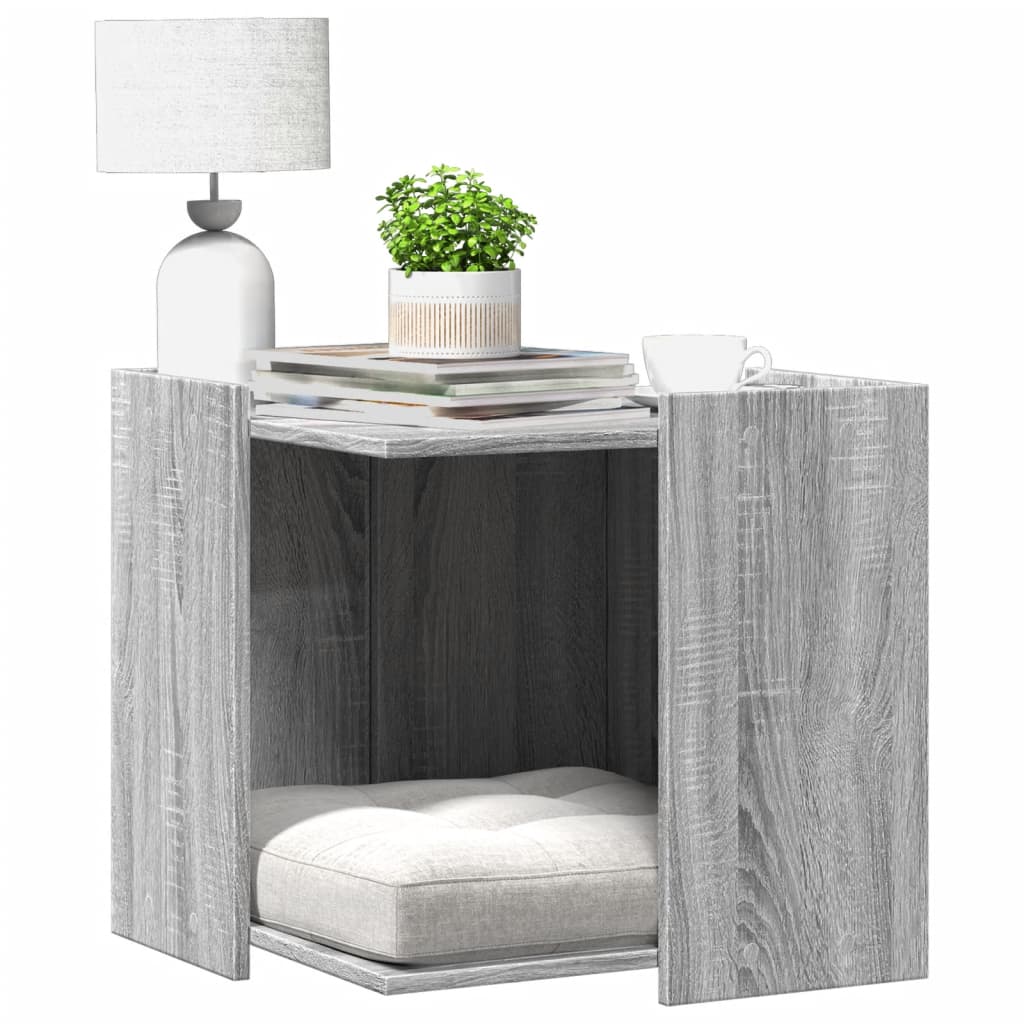 Cat Litter Box Enclosure Grey Sonoma 53x53x51 cm Engineered Wood