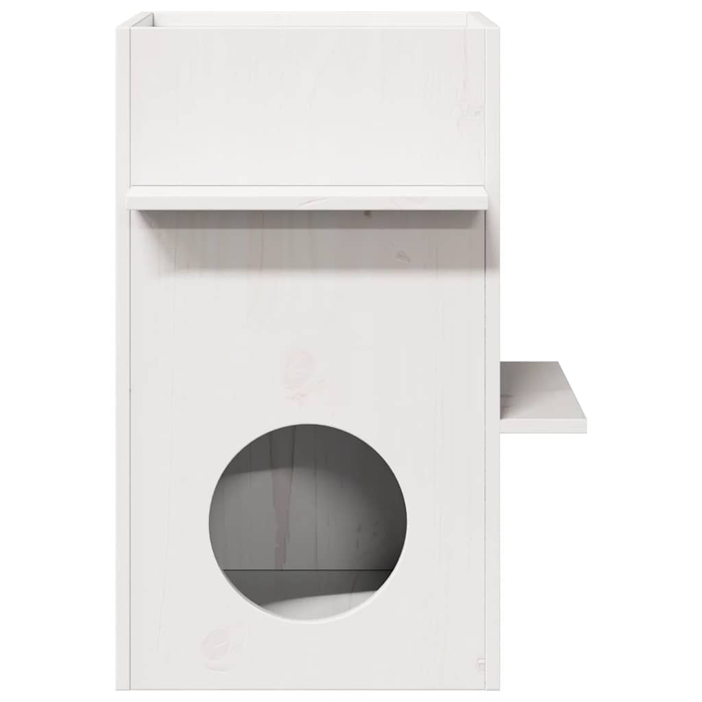 Cat House White 43x43x60 cm Solid Wood Pine