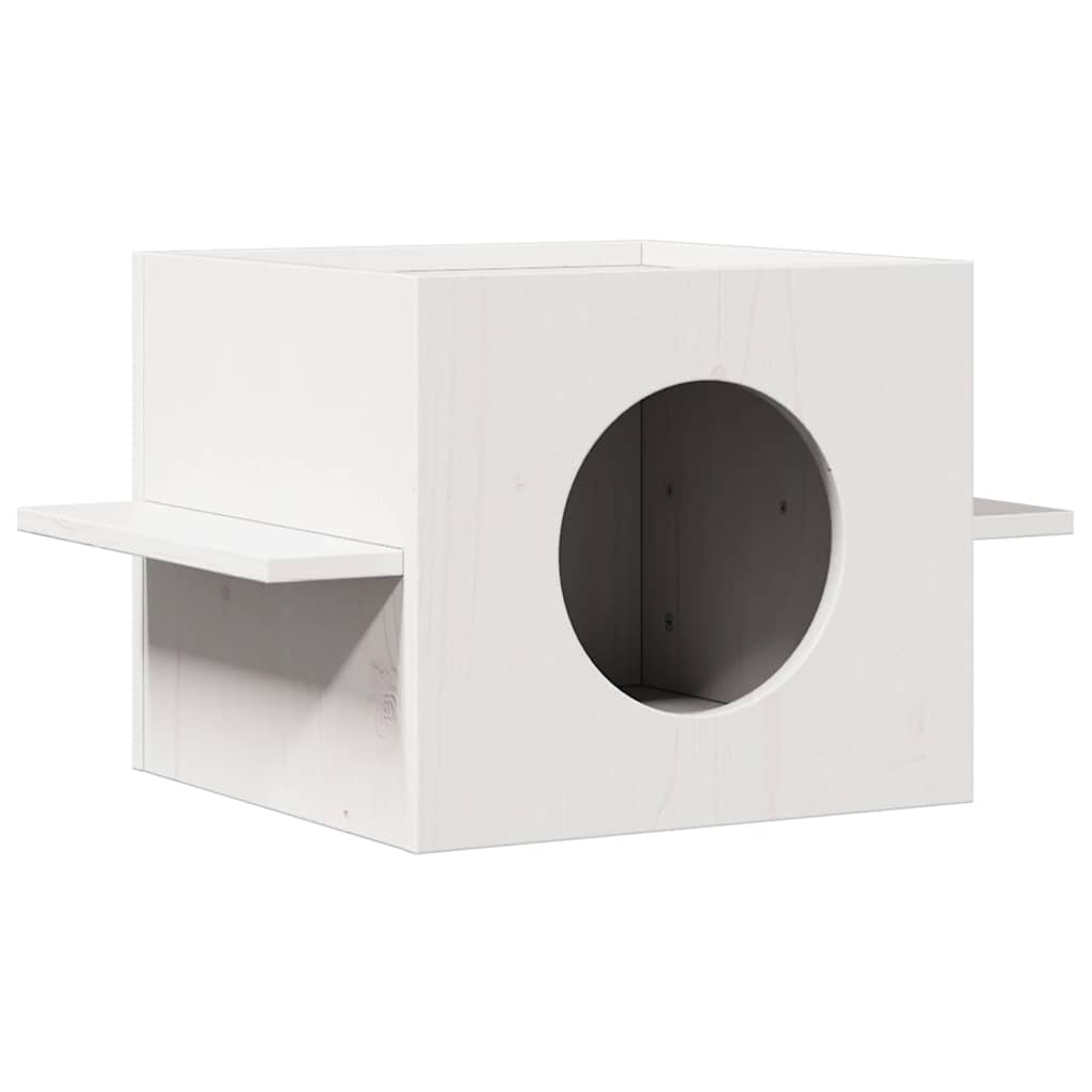 Cat House White 51x35x30 cm Solid Wood Pine