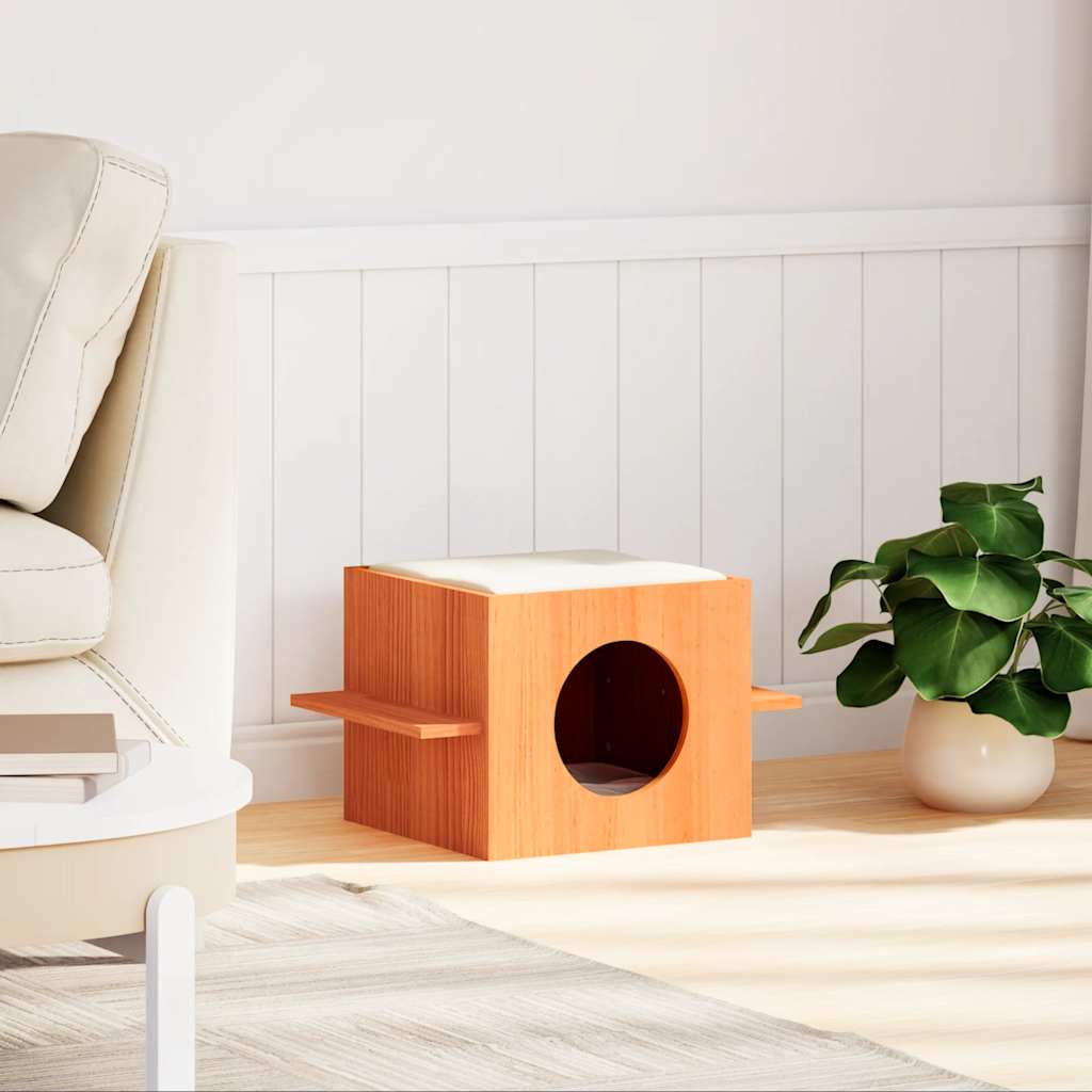 Cat House Wax Brown 51x35x30 cm Solid Wood Pine
