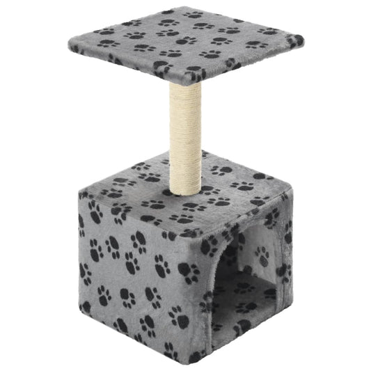 Cat Tree with Sisal Scratching Post 55 cm Grey Paw Print