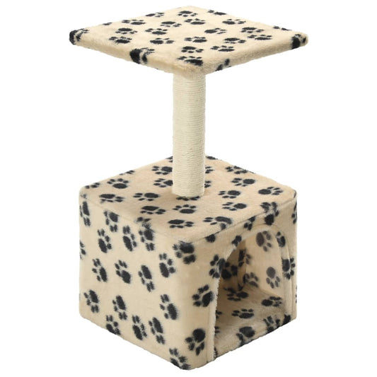Cat Tree with Sisal Scratching Post 55 cm Beige Paw Print