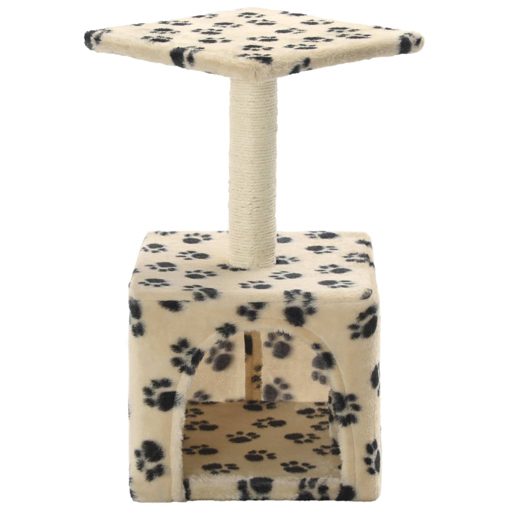 Cat Tree with Sisal Scratching Post 55 cm Beige Paw Print