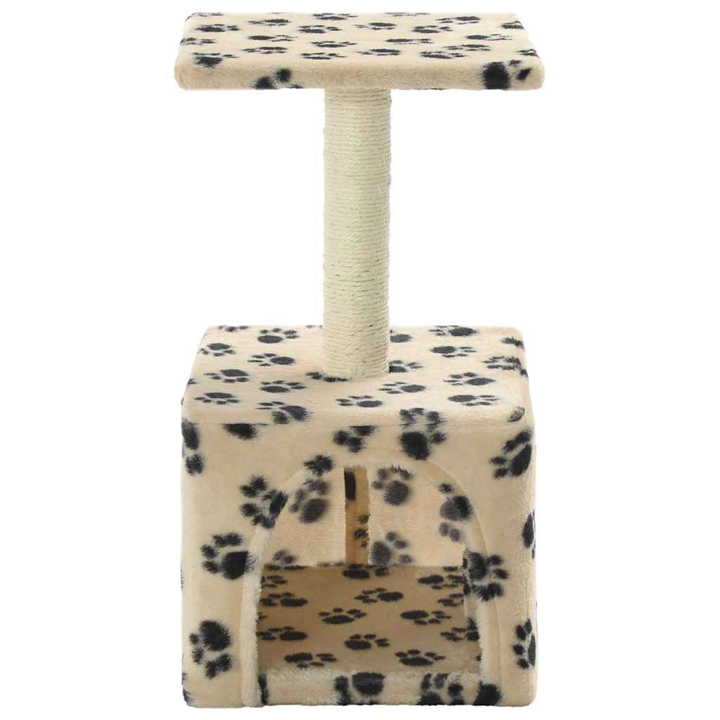 Cat Tree with Sisal Scratching Post 55 cm Beige Paw Print