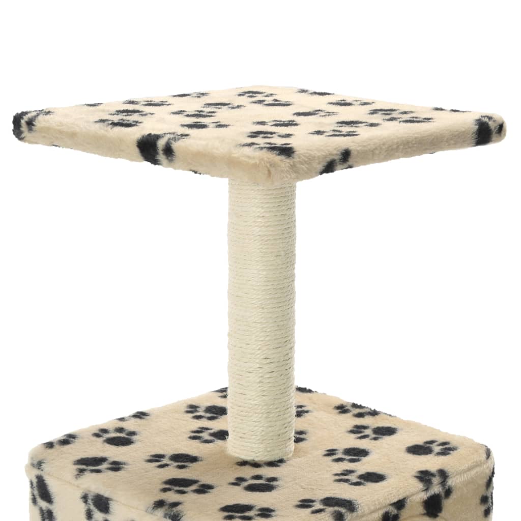 Cat Tree with Sisal Scratching Post 55 cm Beige Paw Print