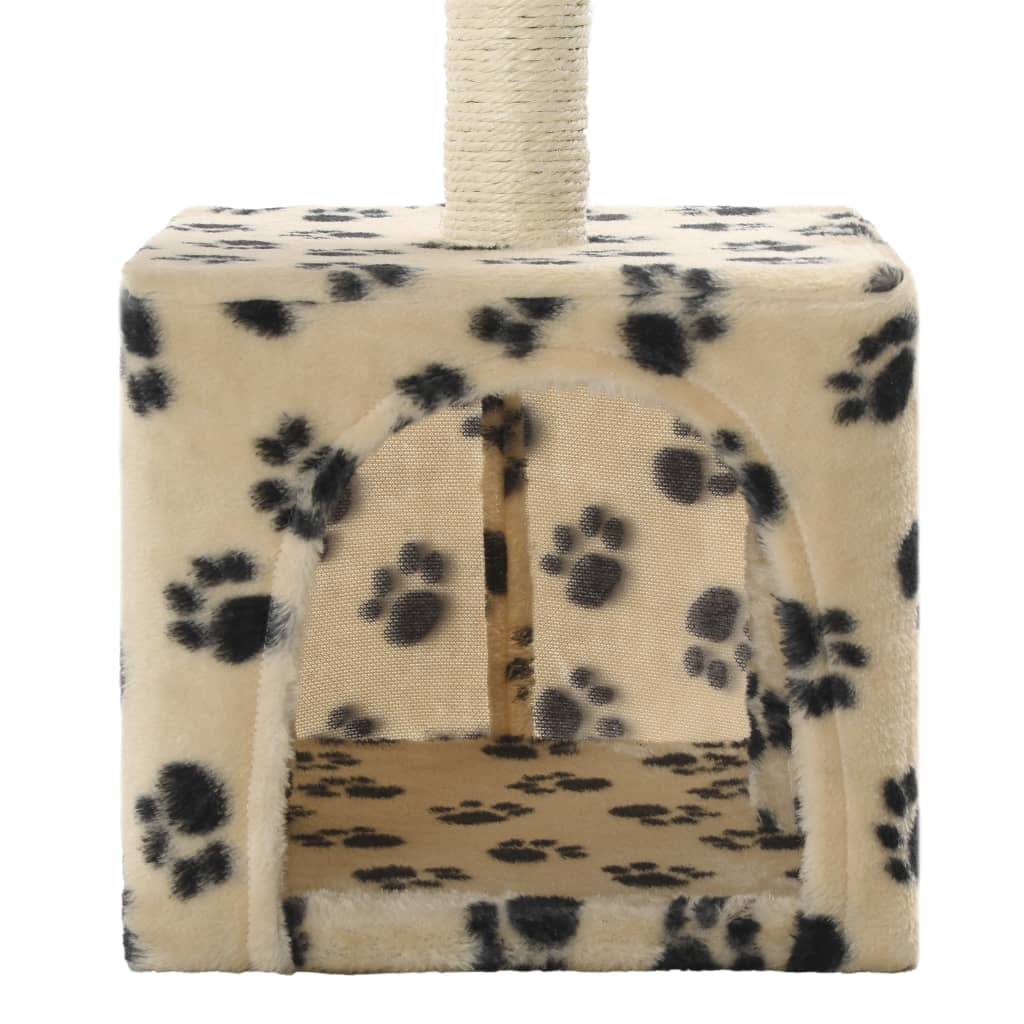 Cat Tree with Sisal Scratching Post 55 cm Beige Paw Print
