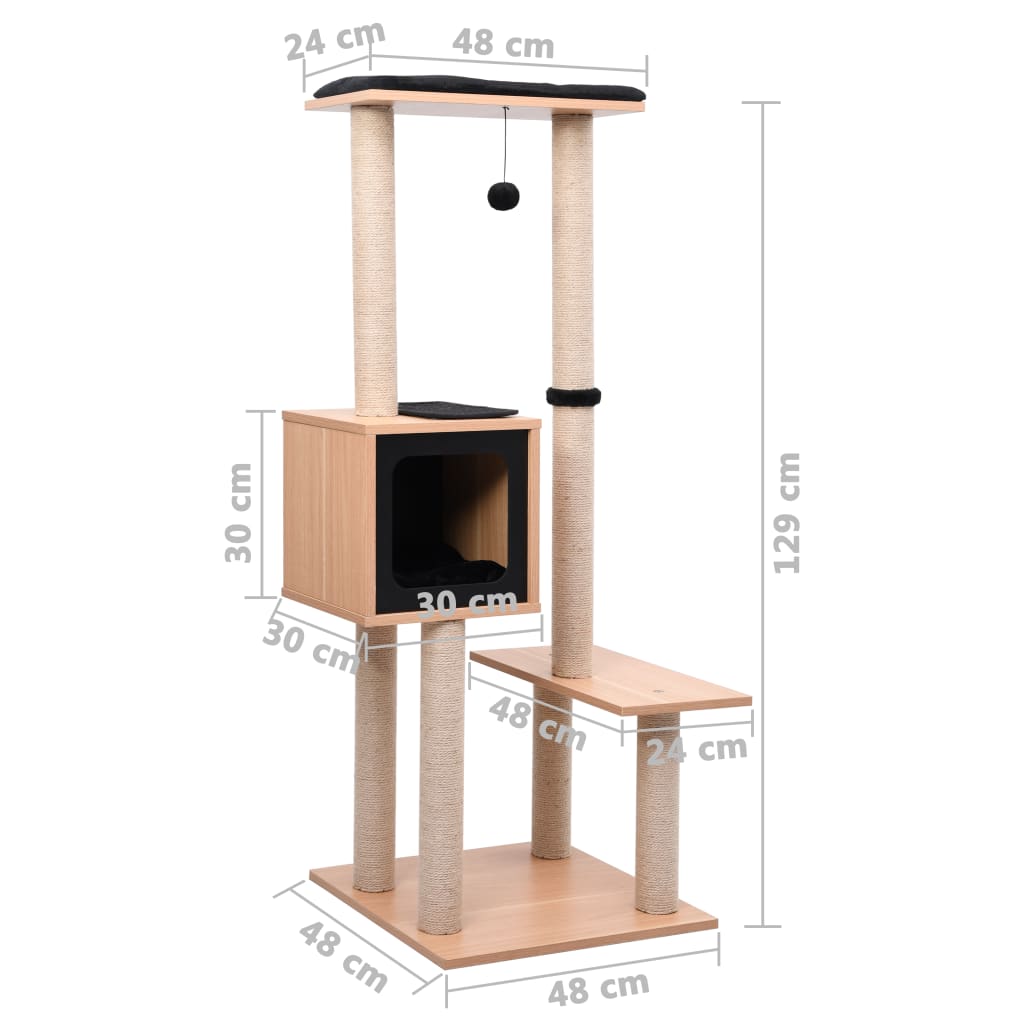 Cat Tree with Sisal Scratching Mat 129 cm