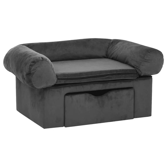 Dog Sofa with Drawer Dark Grey 75x50x38 cm Plush