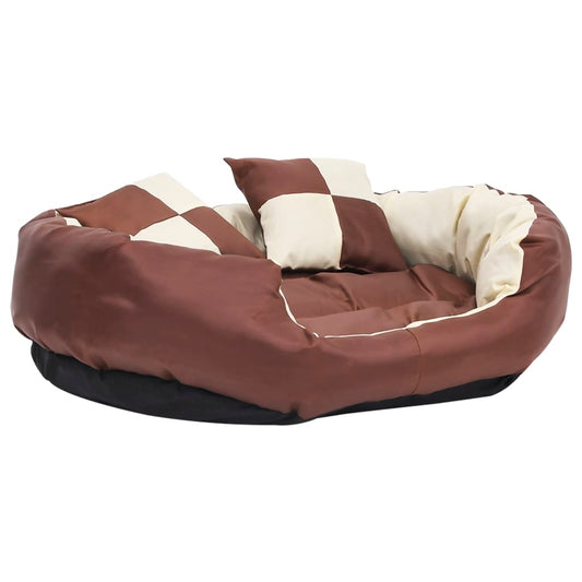 Reversible & Washable Dog Cushion Brown and Cream 85x70x20 cm