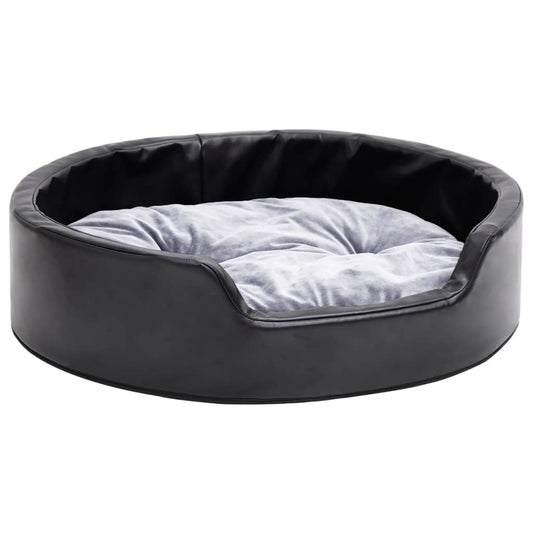 Dog Bed Black and Grey 69x59x19 cm Plush and Faux Leather