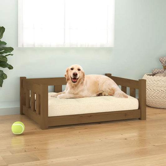 Dog Bed Honey Brown 75.5x55.5x28 cm Solid Wood Pine