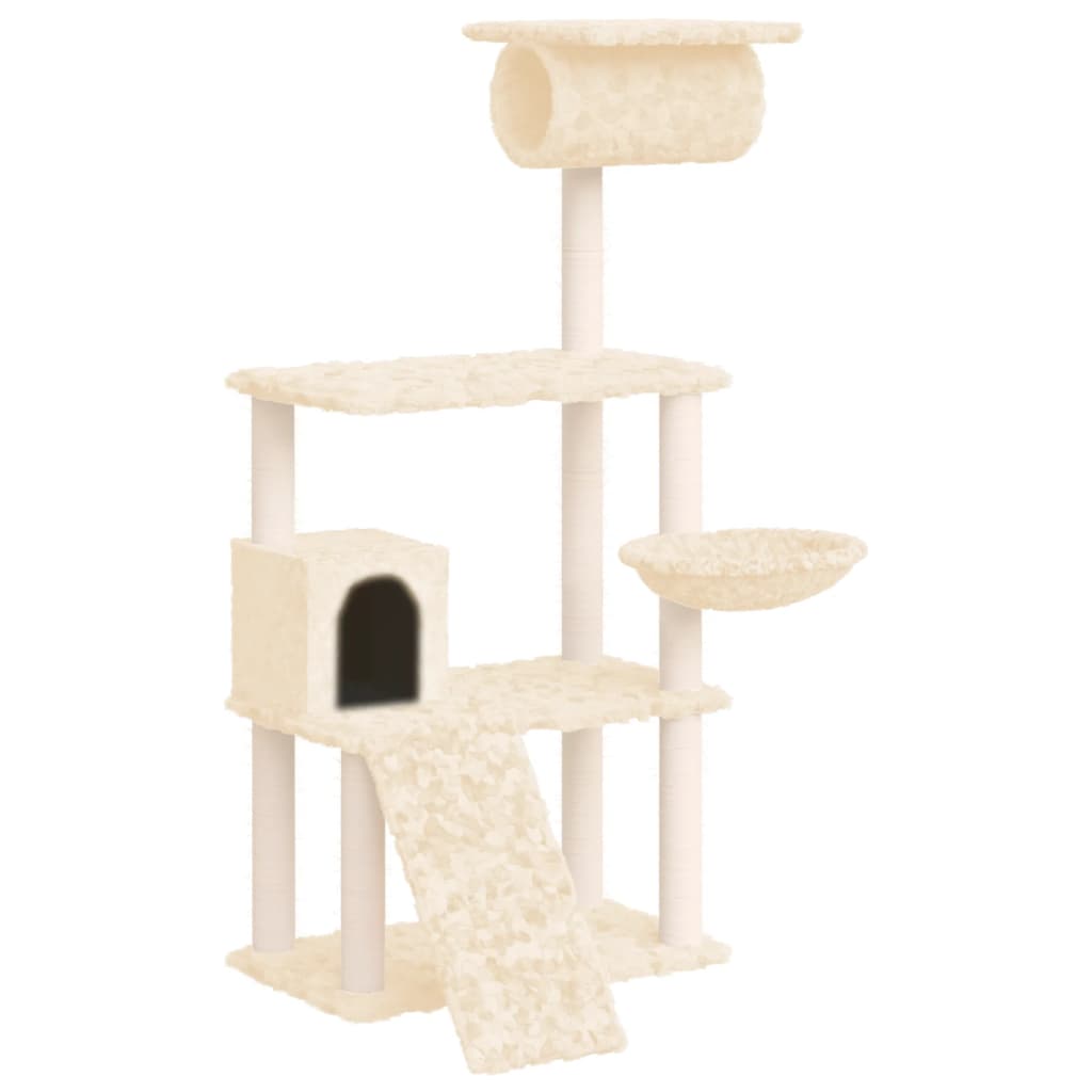Cat Tree with Sisal Scratching Posts Cream 131 cm