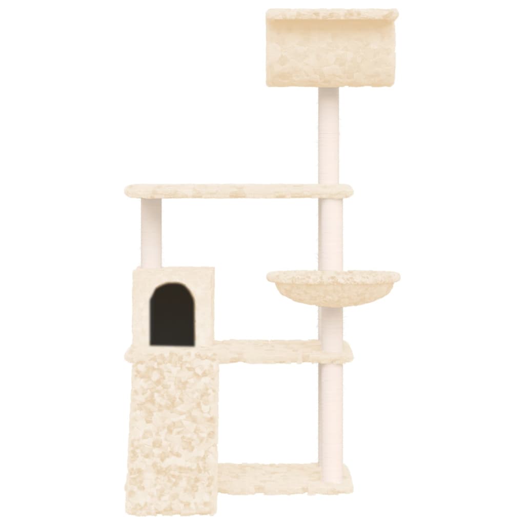 Cat Tree with Sisal Scratching Posts Cream 131 cm