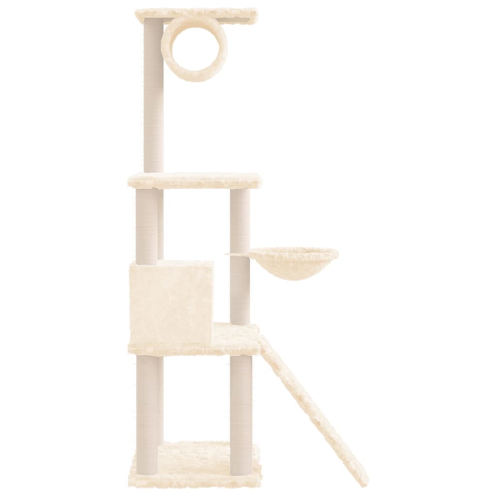 Cat Tree with Sisal Scratching Posts Cream 131 cm