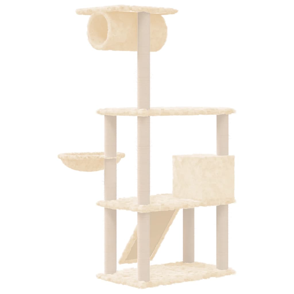 Cat Tree with Sisal Scratching Posts Cream 131 cm