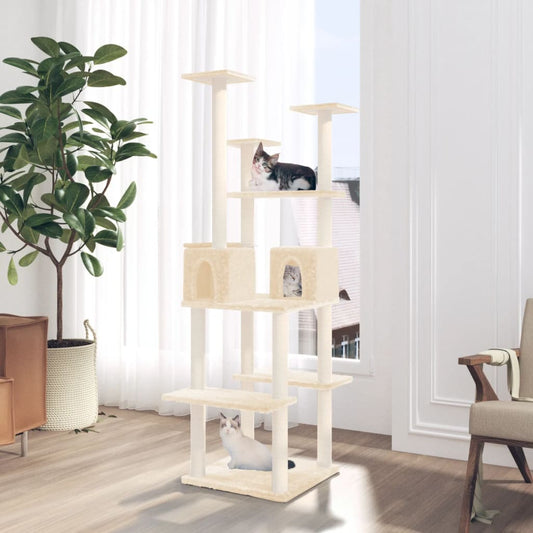 Cat Tree with Sisal Scratching Posts Cream 167 cm