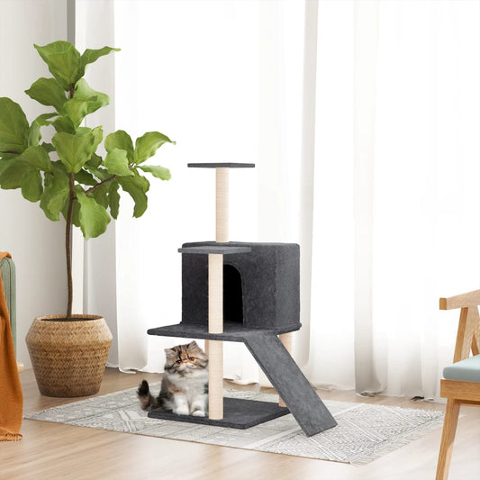 Cat Tree with Sisal Scratching Posts Dark Grey 109 cm