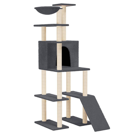 Cat Tree with Sisal Scratching Posts Dark Grey 166 cm