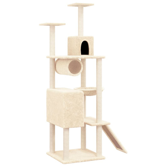 Cat Tree with Sisal Scratching Posts Cream 168 cm