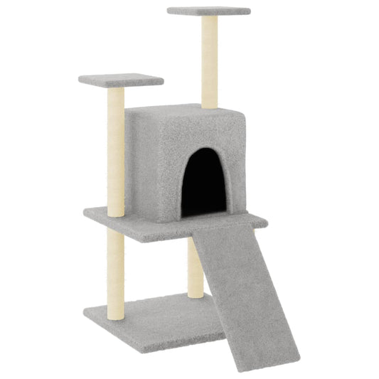 Cat Tree with Sisal Scratching Posts Light Grey 110 cm