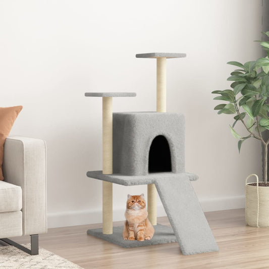 Cat Tree with Sisal Scratching Posts Light Grey 110 cm
