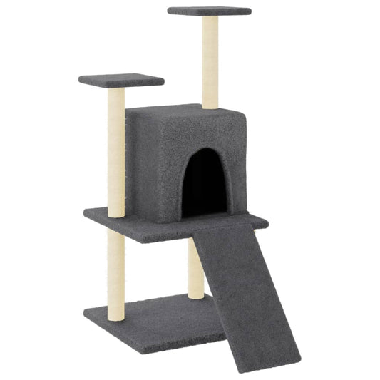 Cat Tree with Sisal Scratching Posts Dark Grey 110 cm