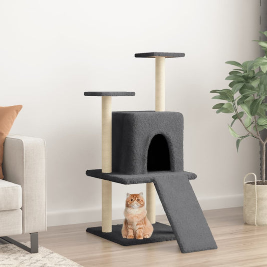 Cat Tree with Sisal Scratching Posts Dark Grey 110 cm