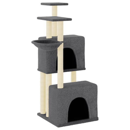 Cat Tree with Sisal Scratching Posts Dark Grey 122 cm