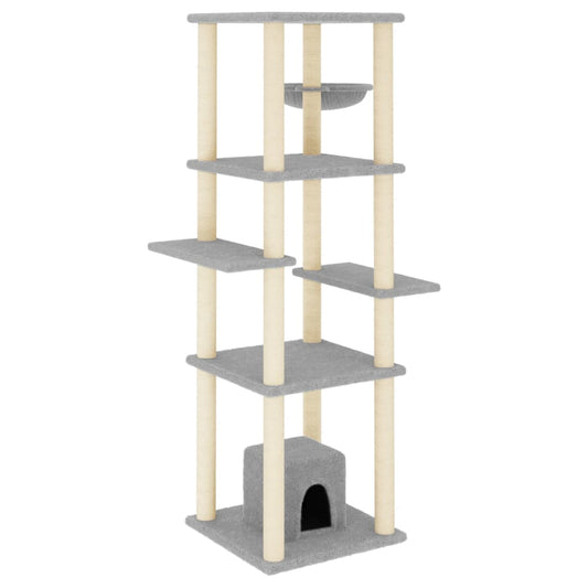 Cat Tree with Sisal Scratching Posts Light Grey 154 cm