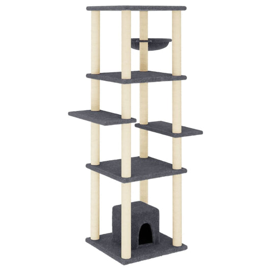 Cat Tree with Sisal Scratching Posts Dark Grey 154 cm
