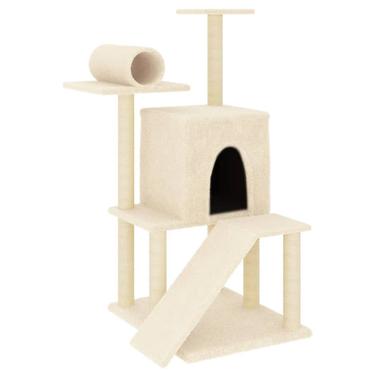 Cat Tree with Sisal Scratching Posts Cream 110.5 cm